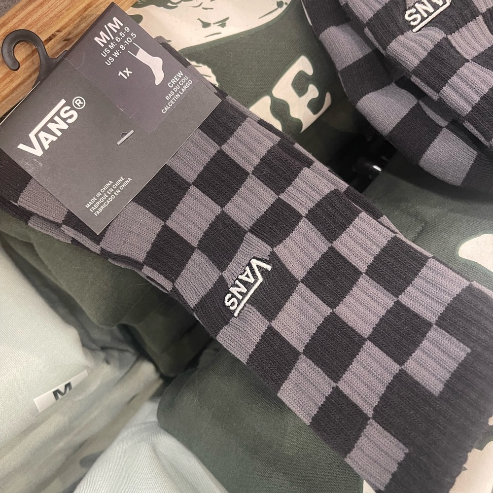 Vans Checkerboard Pewter / Black Crew Socks (1 pair) - Picture 2 of 16